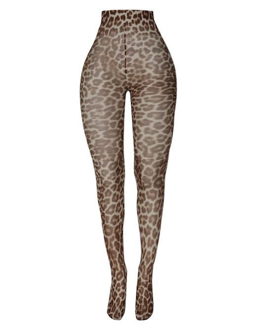 Animal Print leggings sheer Tights